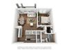 A5 3D Unit Floor Plan One-Bedroom Floor Plan A5 | Avenues at Creekside Apartments